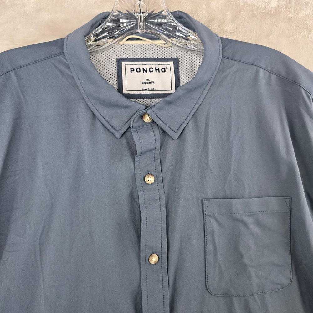Poncho ultra-lite Shirt Mens XL Blue Short Sleeve Button Regular Fit Performance